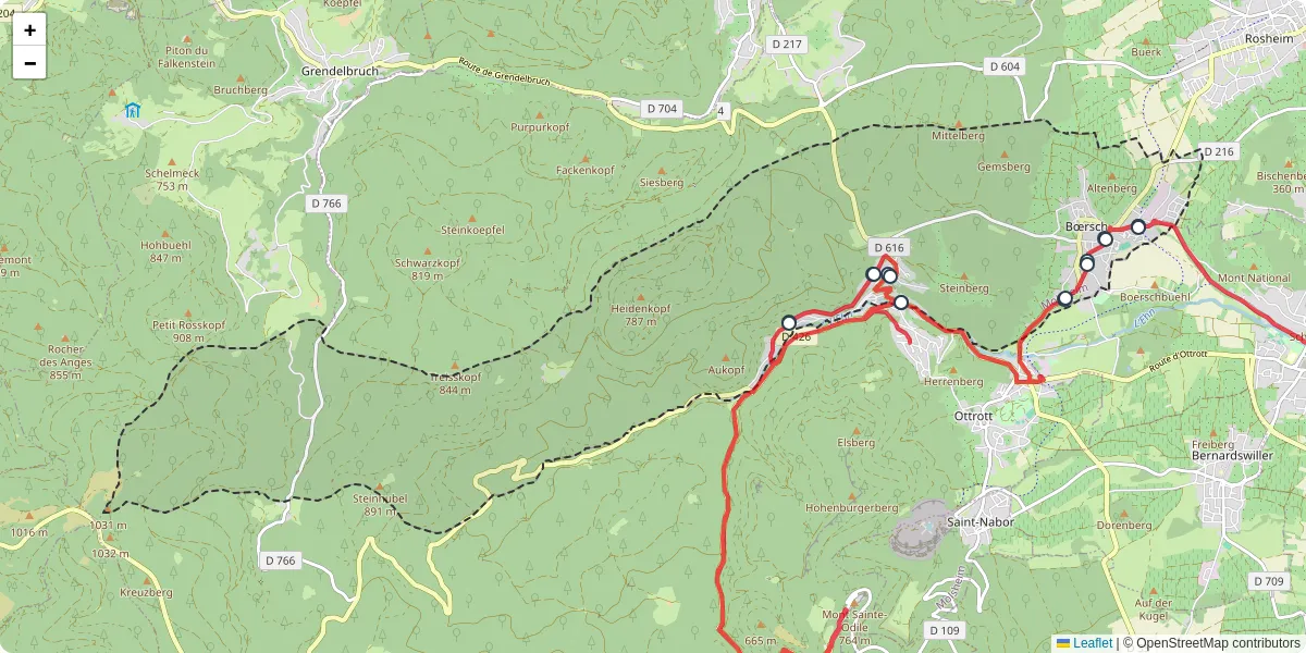 Carte du réseau de transport en commun à Bœrsch - lignes de bus et arrêts