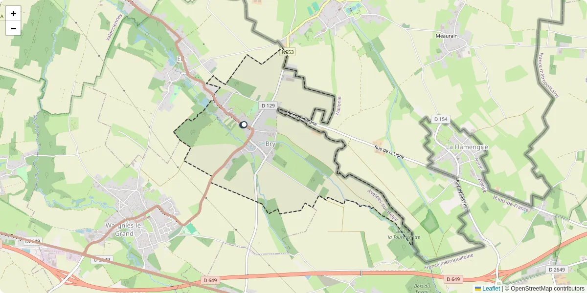 Carte du réseau de transport en commun à Bry - lignes de bus et arrêts
