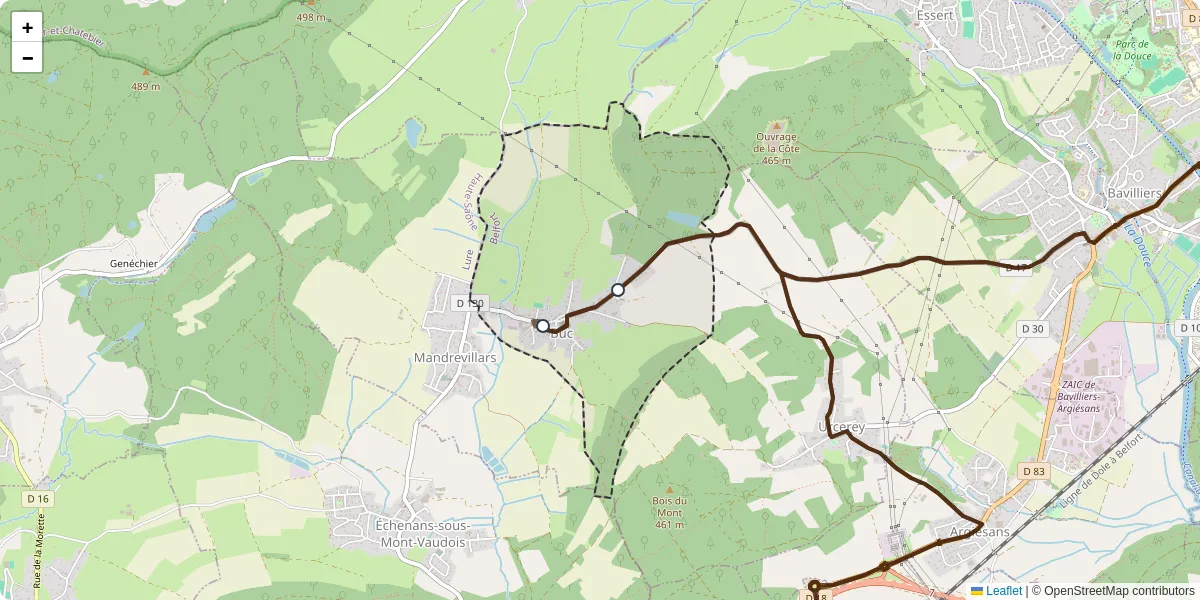 Carte du réseau de transport en commun à Buc - lignes de bus et arrêts