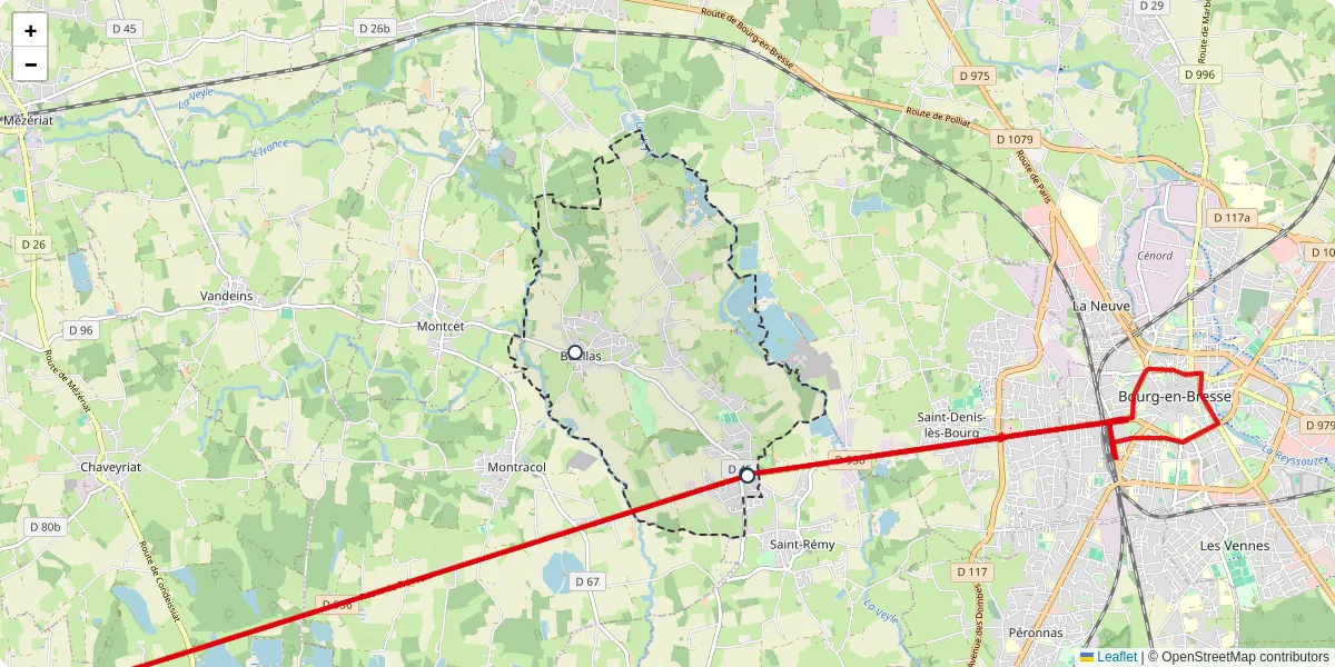Carte du réseau de transport en commun à Buellas - lignes de bus et arrêts