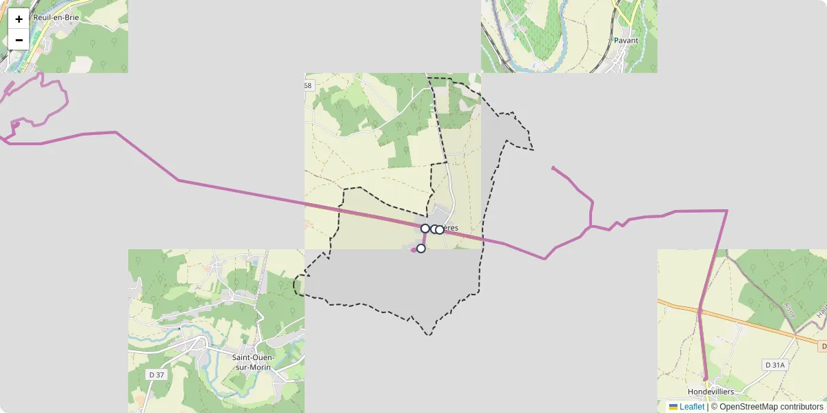 Carte du réseau de transport en commun à Bussières - lignes de bus et arrêts