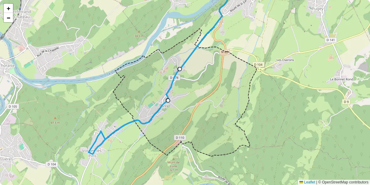 Carte du réseau de transport en commun à Busy - lignes de bus et arrêts