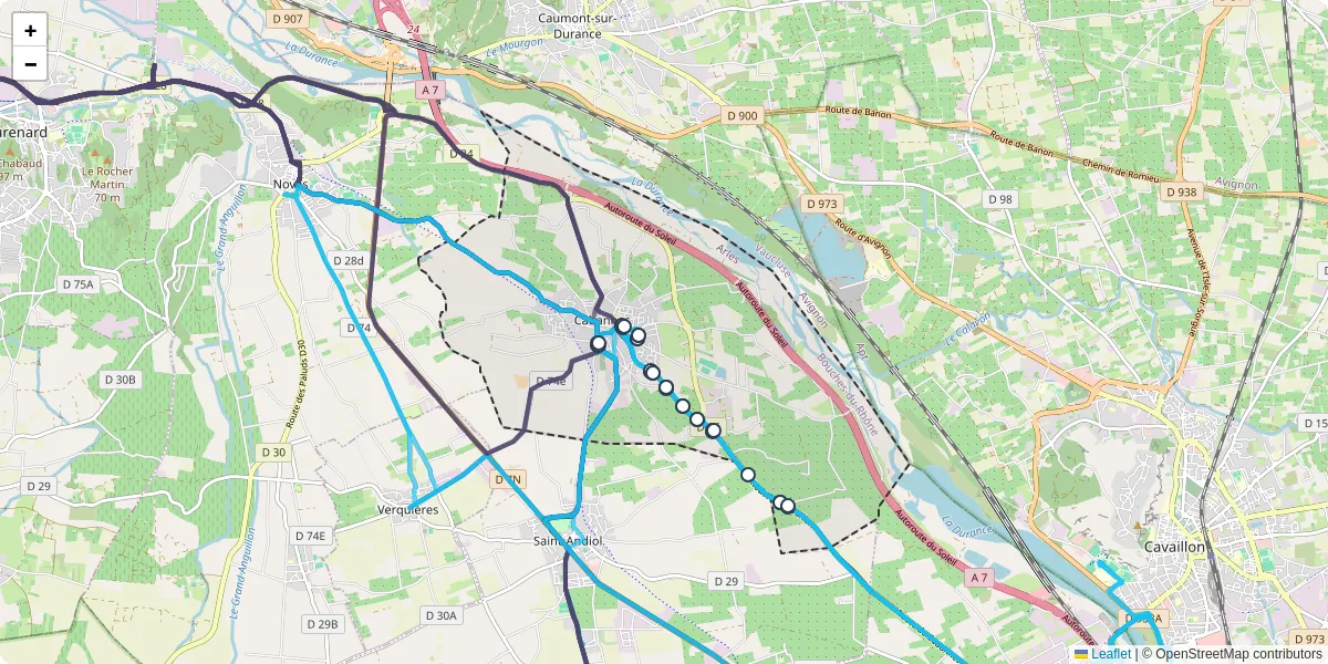 Carte du réseau de transport en commun à Cabannes - lignes de bus et arrêts