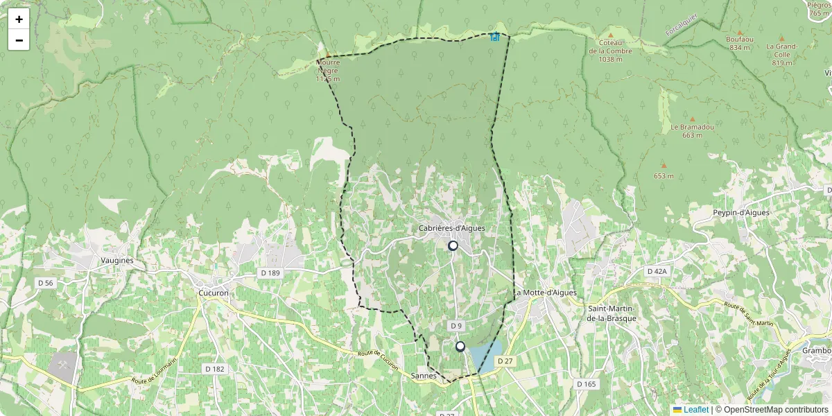 Carte du réseau de transport en commun à Cabrières-d'Aigues - lignes de bus et arrêts