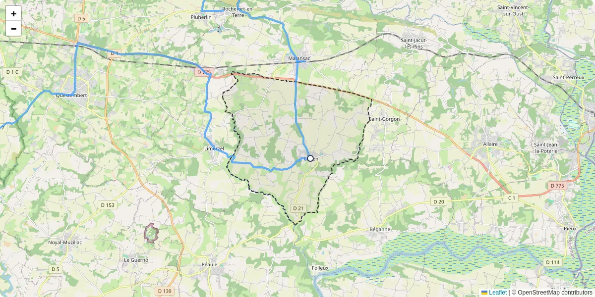 Carte du réseau de transport en commun à Caden - lignes de bus et arrêts