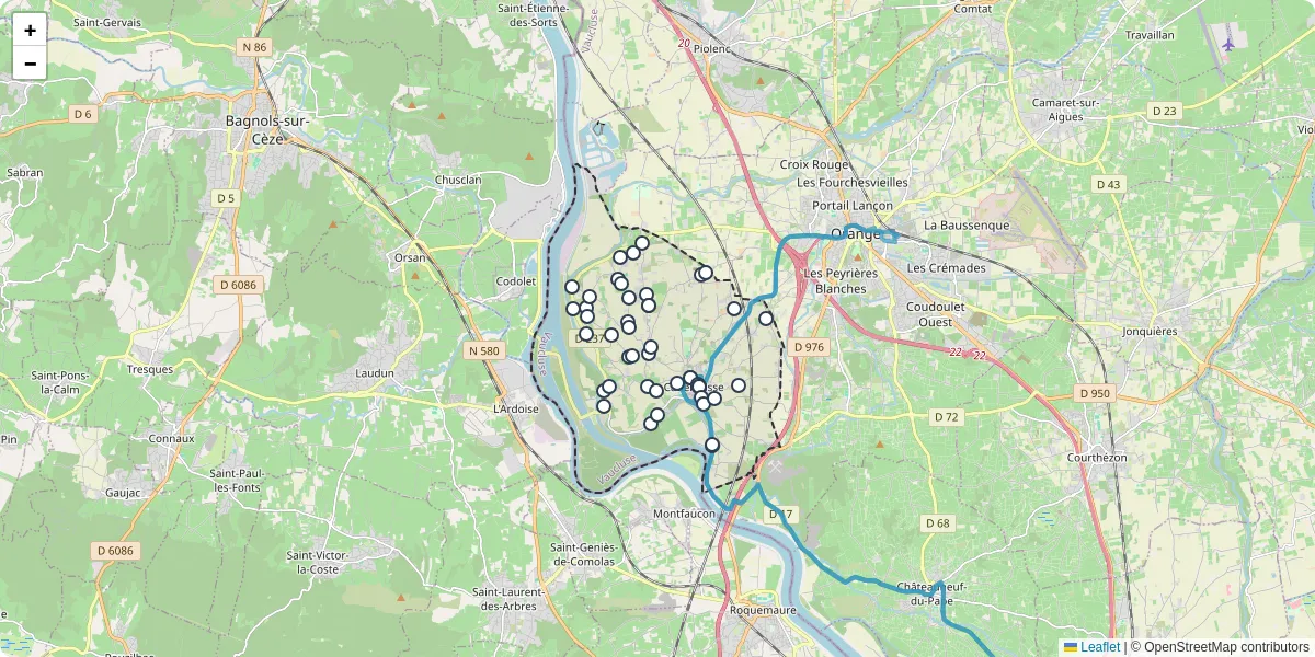 Carte du réseau de transport en commun à Caderousse - lignes de bus et arrêts