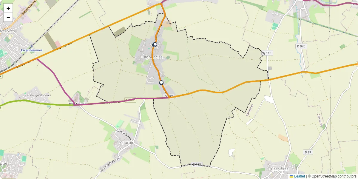 Carte du réseau de transport en commun à Cagnoncles - lignes de bus et arrêts