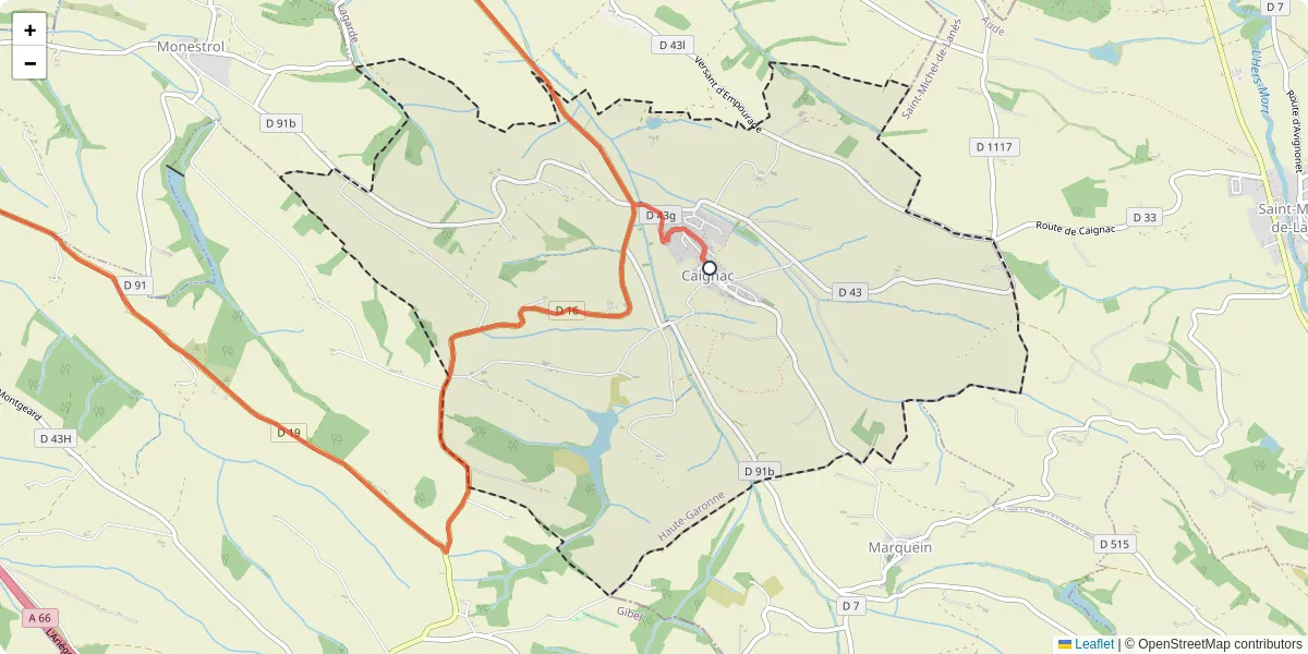 Carte du réseau de transport en commun à Caignac - lignes de bus et arrêts