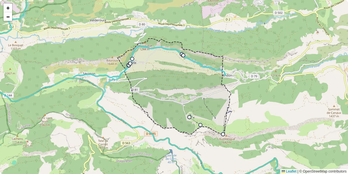Carte du réseau de transport en commun à Caille - lignes de bus et arrêts