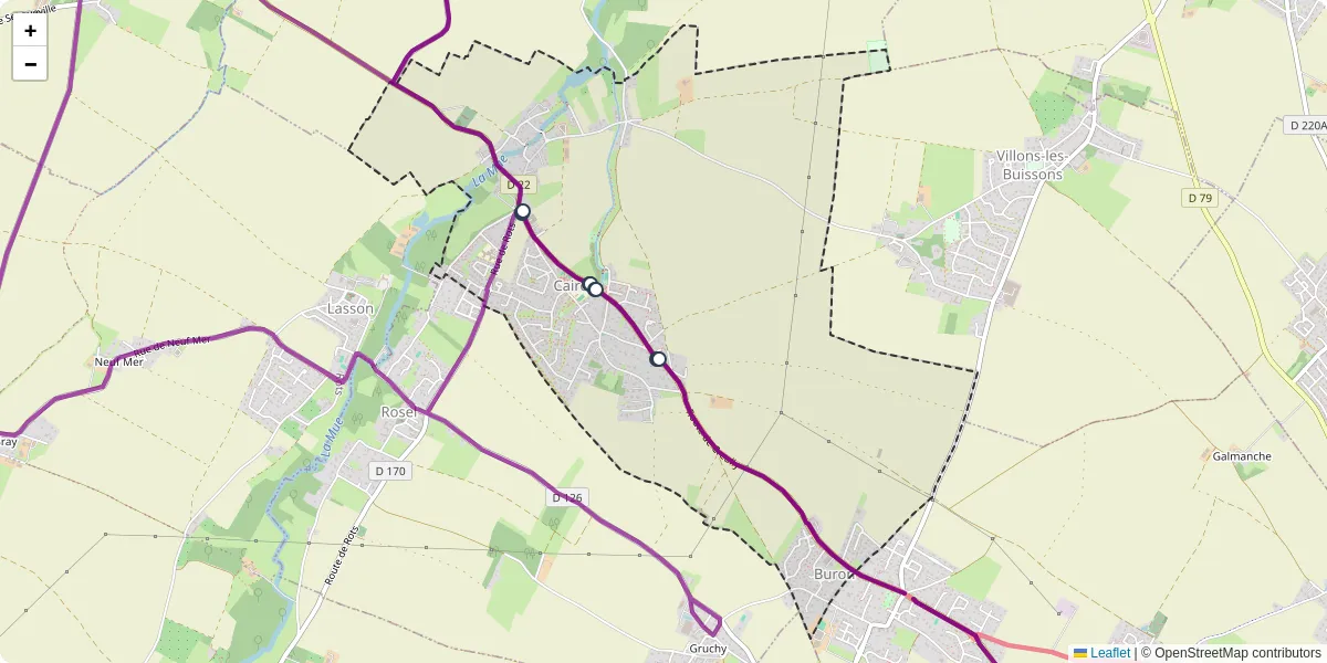 Carte du réseau de transport en commun à Cairon - lignes de bus et arrêts