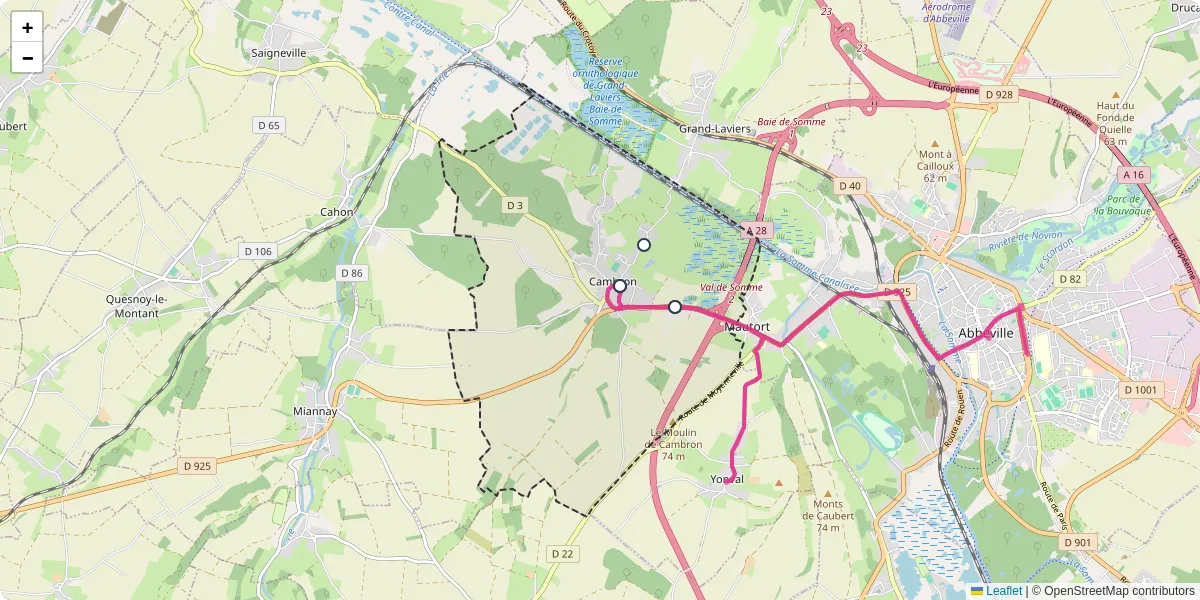 Carte du réseau de transport en commun à Cambron - lignes de bus et arrêts
