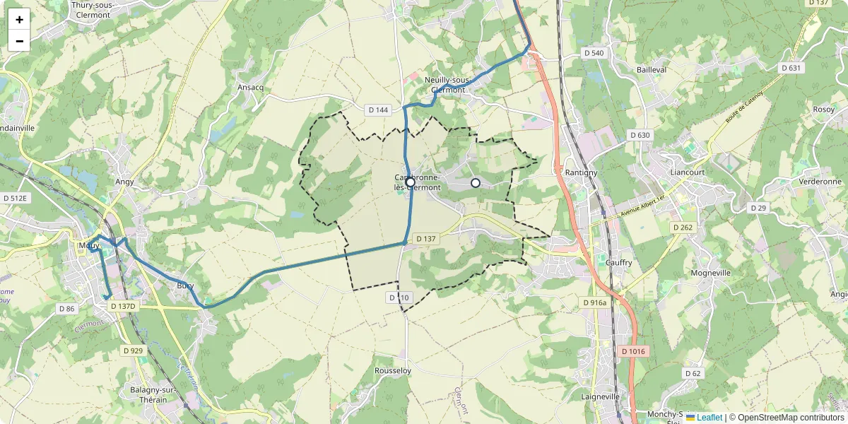 Carte du réseau de transport en commun à Cambronne-lès-Clermont - lignes de bus et arrêts