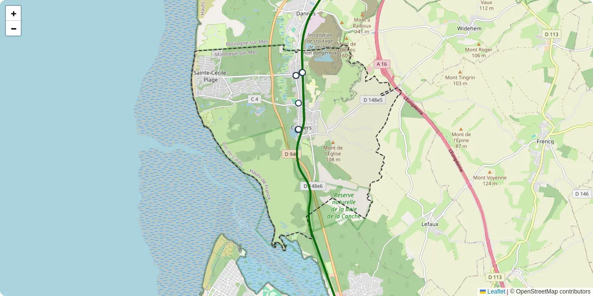 Carte du réseau de transport en commun à Camiers - lignes de bus et arrêts