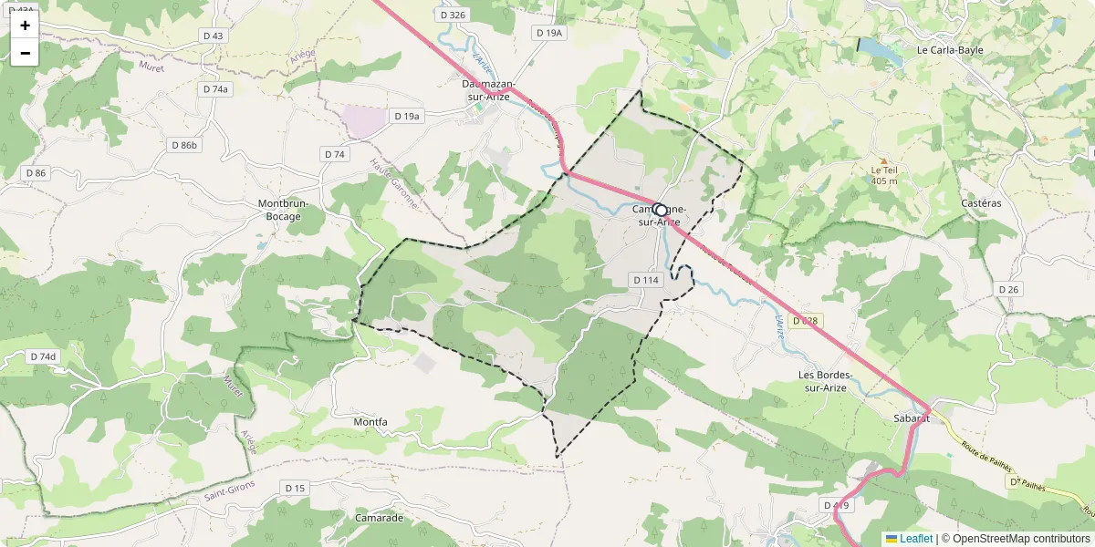 Carte du réseau de transport en commun à Campagne-sur-Arize - lignes de bus et arrêts