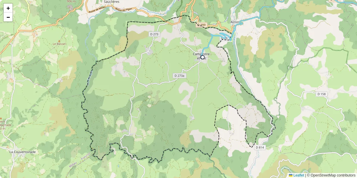 Carte du réseau de transport en commun à Campestre-et-Luc - lignes de bus et arrêts