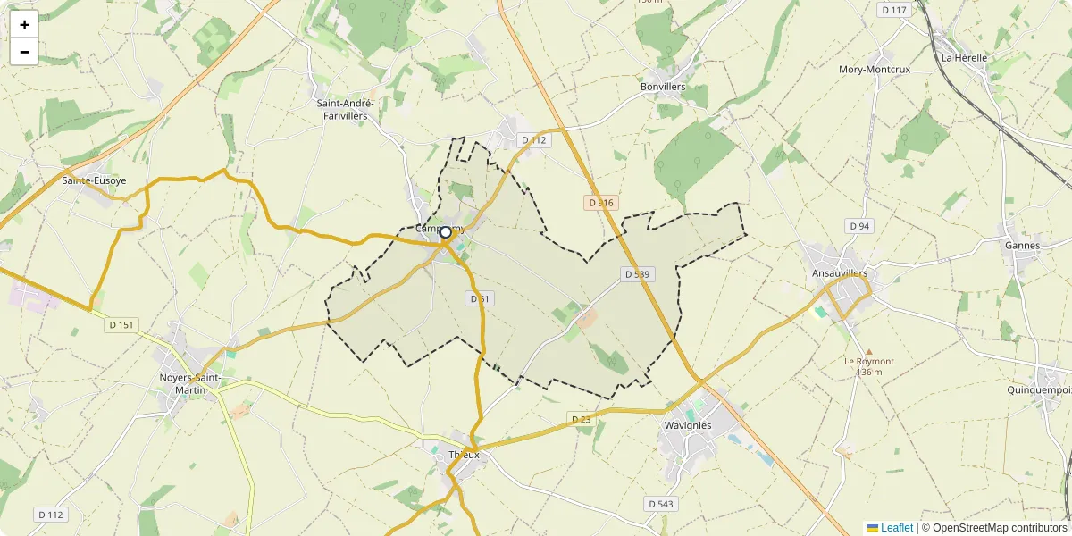 Carte du réseau de transport en commun à Campremy - lignes de bus et arrêts