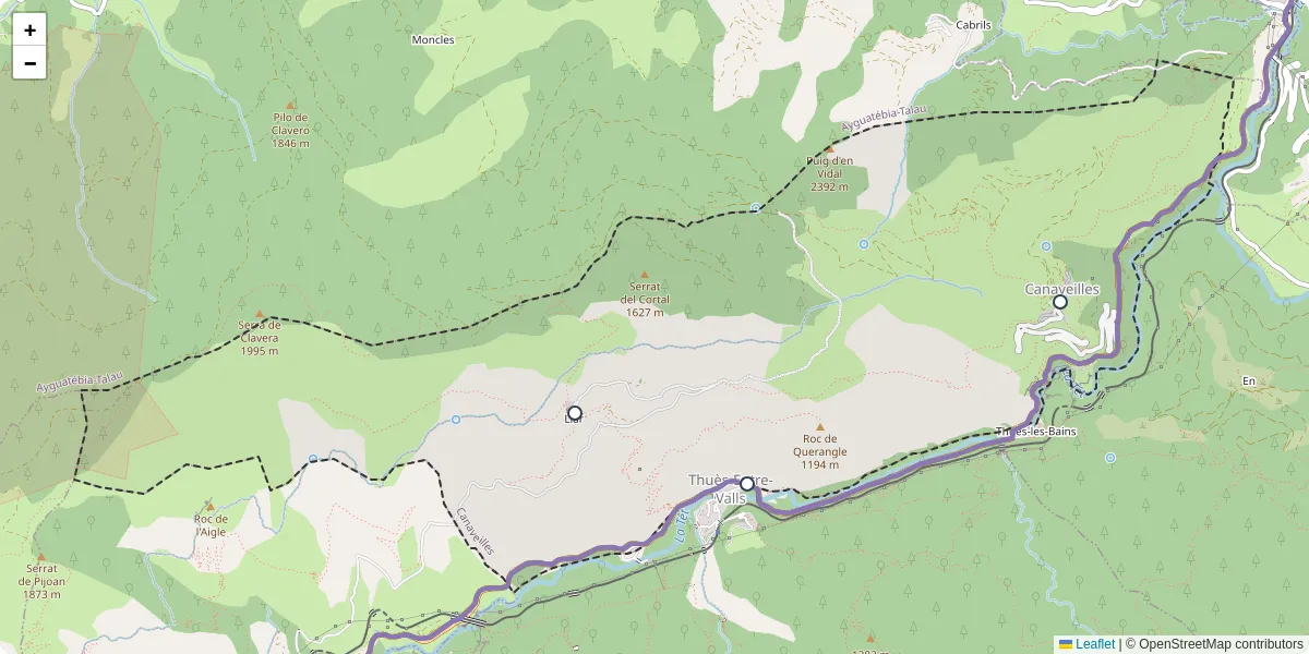 Carte du réseau de transport en commun à Canaveilles - lignes de bus et arrêts