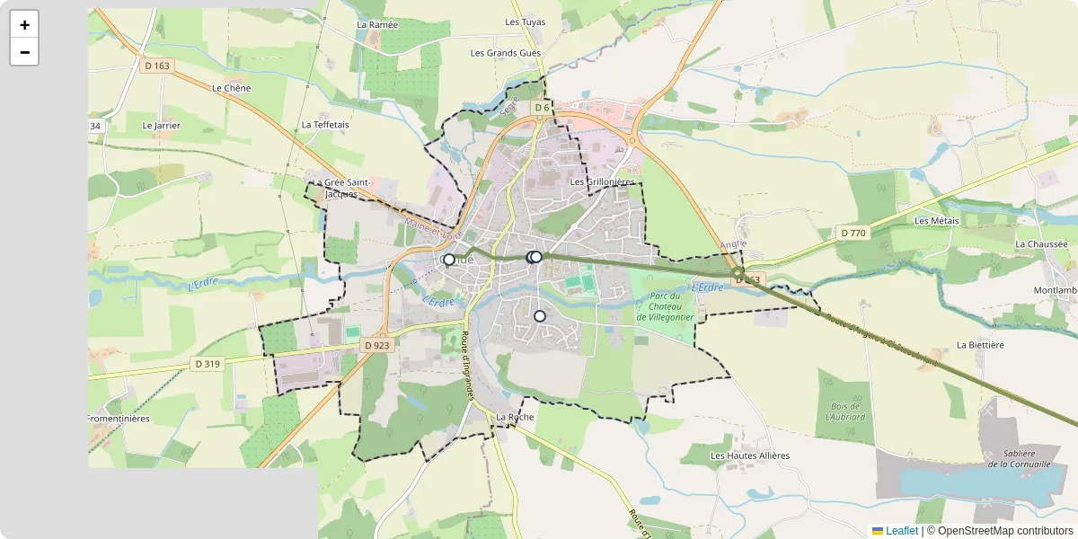 Carte du réseau de transport en commun à Candé - lignes de bus et arrêts