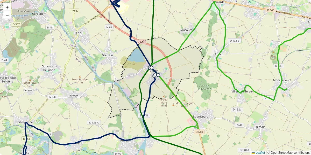 Carte du réseau de transport en commun à Cantin - lignes de bus et arrêts