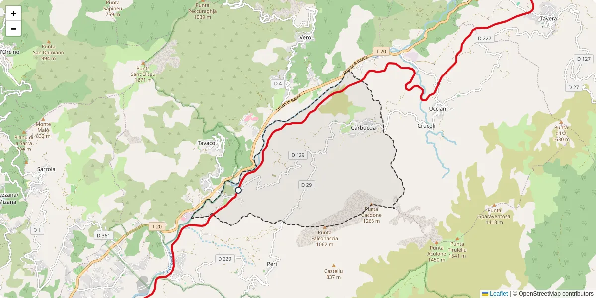 Carte du réseau de transport en commun à Carbuccia - lignes de bus et arrêts