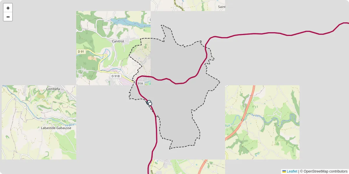 Carte du réseau de transport en commun à Carmaux - lignes de bus et arrêts