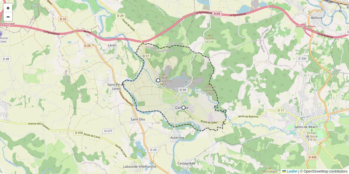 Carte du réseau de transport en commun à Carresse-Cassaber - lignes de bus et arrêts