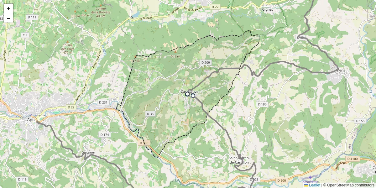 Carte du réseau de transport en commun à Caseneuve - lignes de bus et arrêts