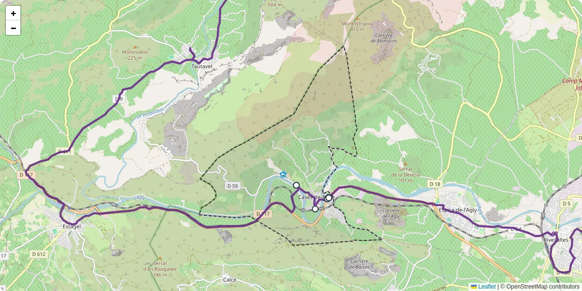 Carte du réseau de transport en commun à Cases-de-Pène - lignes de bus et arrêts