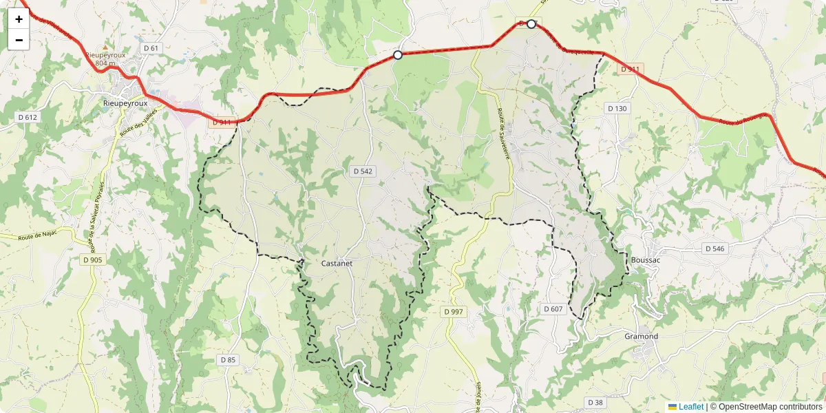 Carte du réseau de transport en commun à Castanet - lignes de bus et arrêts