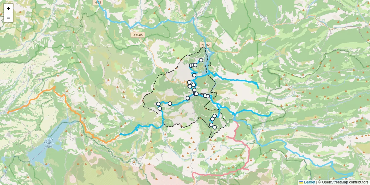 Carte du réseau de transport en commun à Castellane - lignes de bus et arrêts