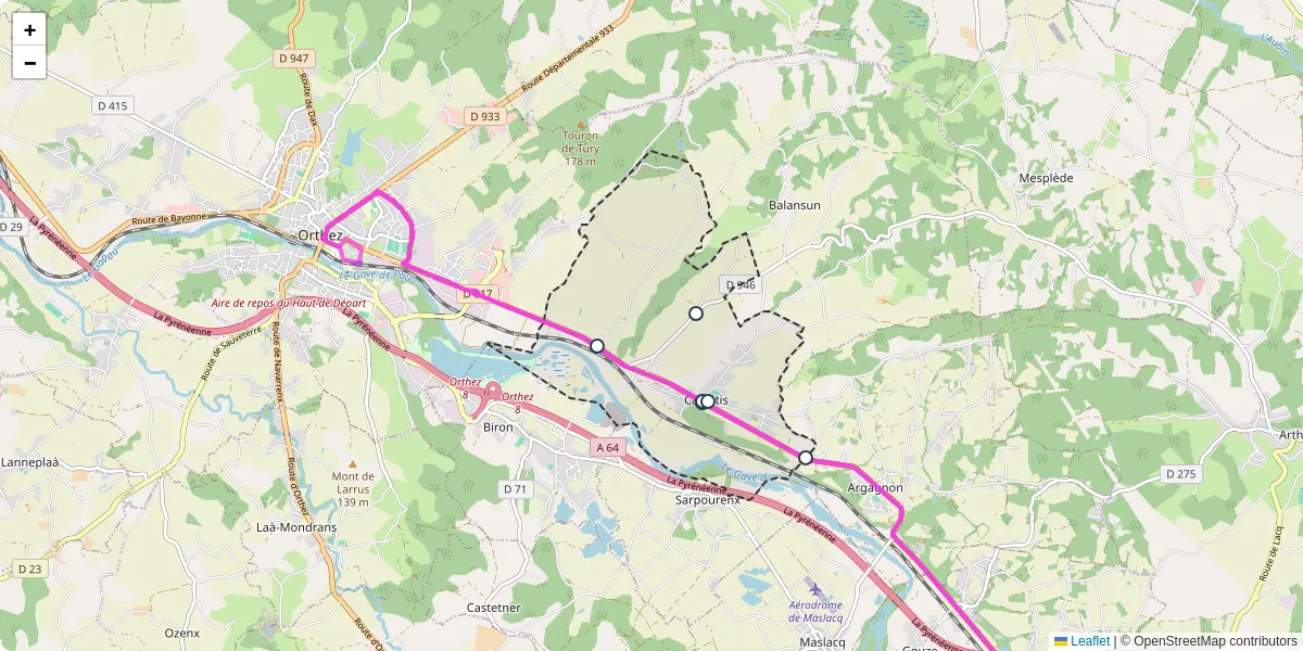 Carte du réseau de transport en commun à Castétis - lignes de bus et arrêts
