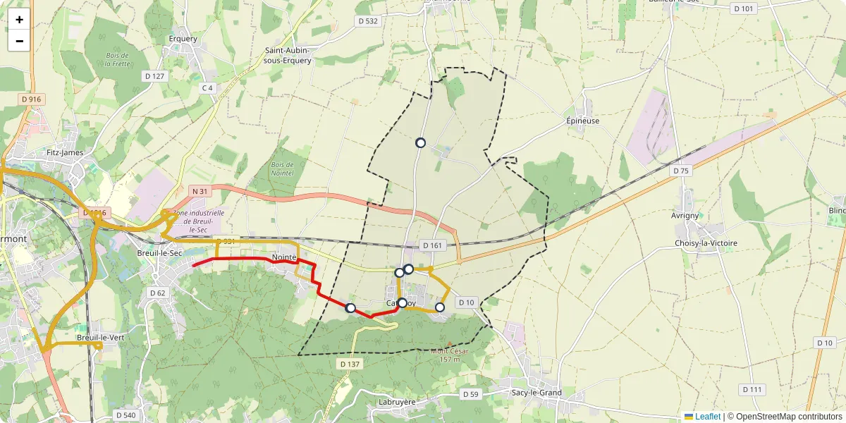 Carte du réseau de transport en commun à Catenoy - lignes de bus et arrêts