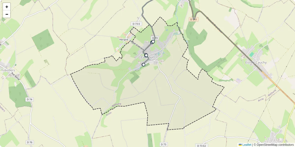 Carte du réseau de transport en commun à Caucourt - lignes de bus et arrêts
