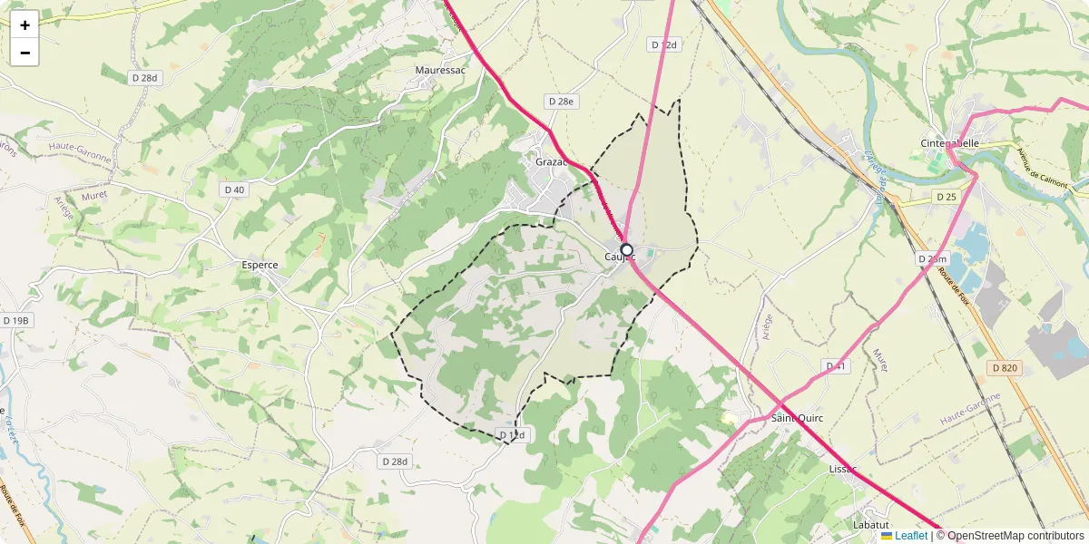 Carte du réseau de transport en commun à Caujac - lignes de bus et arrêts