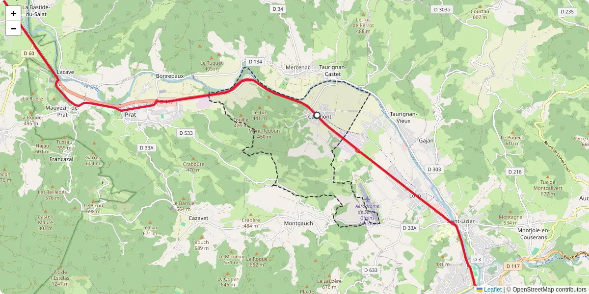 Carte du réseau de transport en commun à Caumont - lignes de bus et arrêts