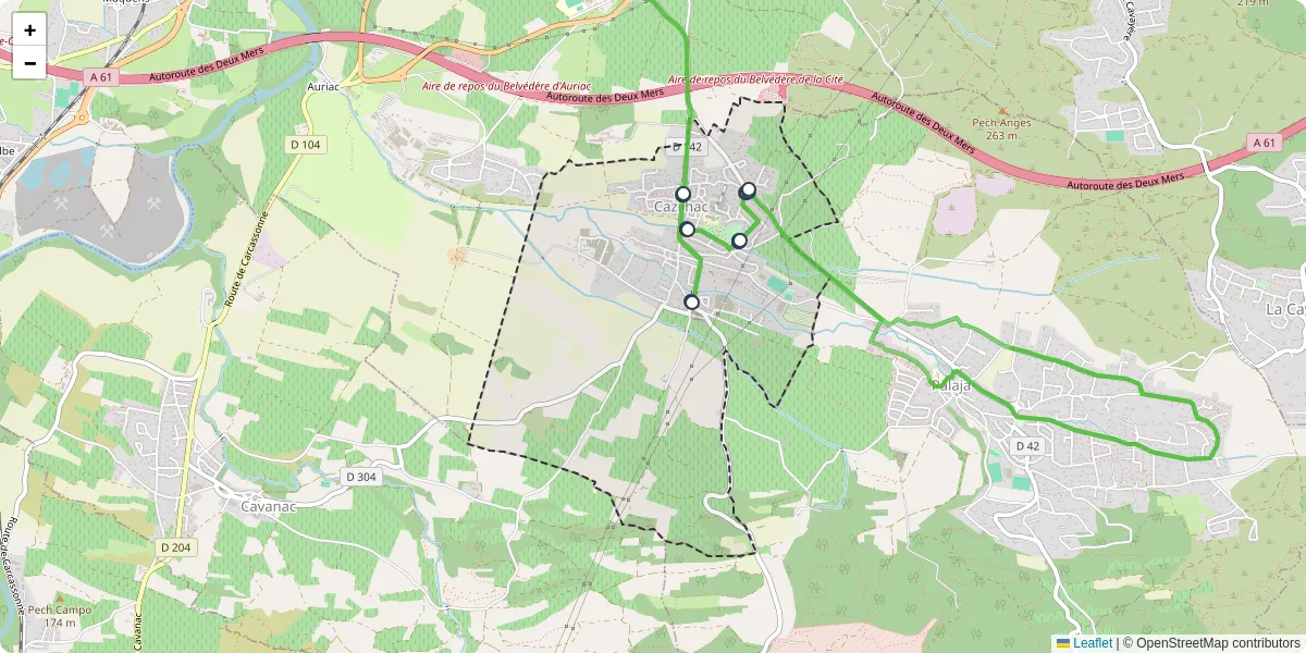 Carte du réseau de transport en commun à Cazilhac - lignes de bus et arrêts