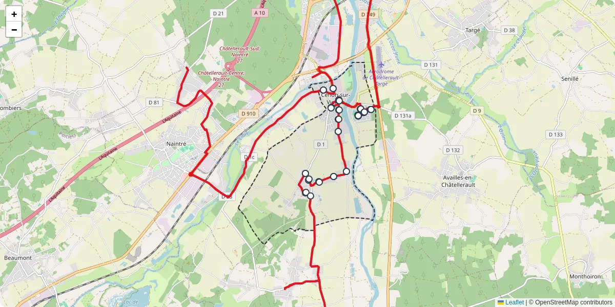 Carte du réseau de transport en commun à Cenon-sur-Vienne - lignes de bus et arrêts