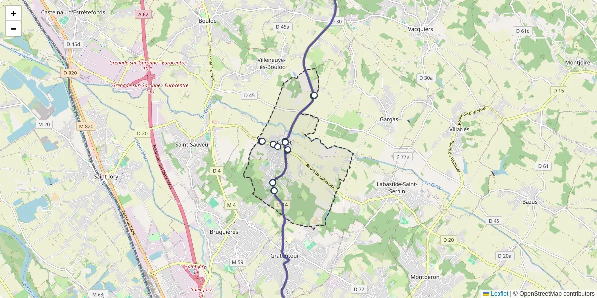 Carte du réseau de transport en commun à Cépet - lignes de bus et arrêts