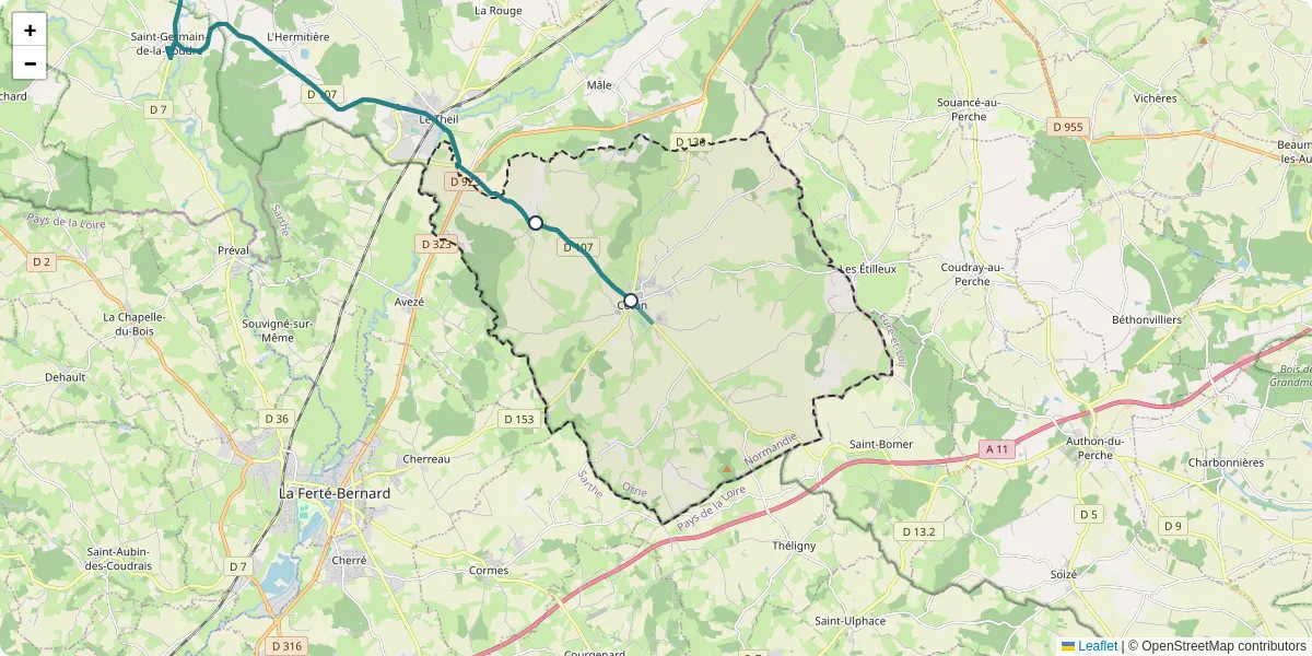 Carte du réseau de transport en commun à Ceton - lignes de bus et arrêts