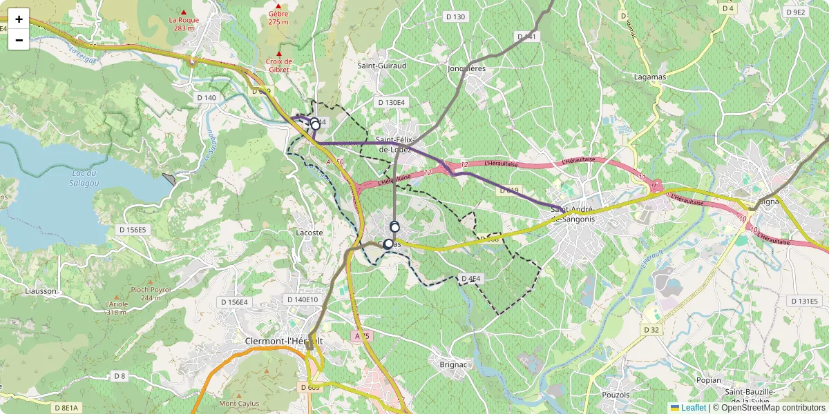 Carte du réseau de transport en commun à Ceyras - lignes de bus et arrêts