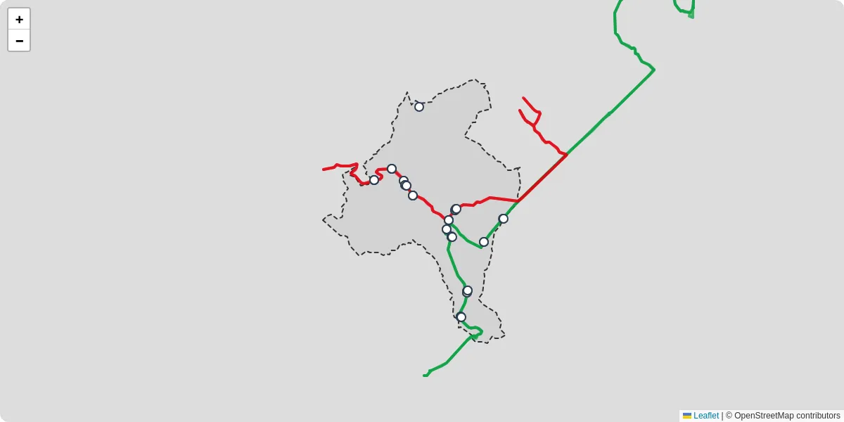 Carte du réseau de transport en commun à Chabanière - lignes de bus et arrêts