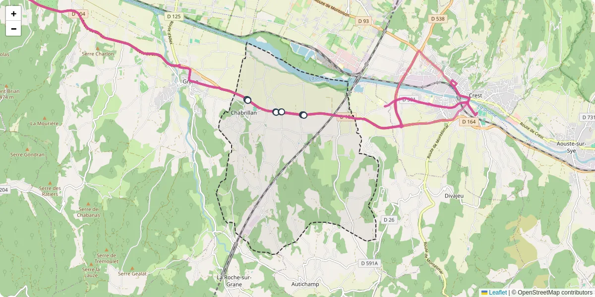 Carte du réseau de transport en commun à Chabrillan - lignes de bus et arrêts