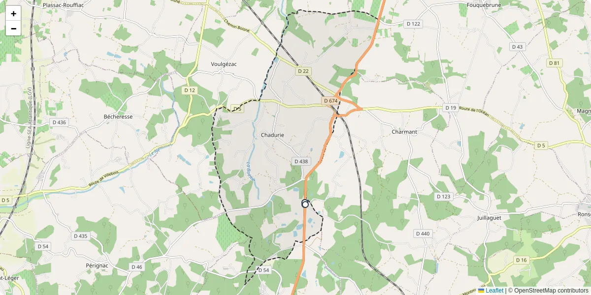 Carte du réseau de transport en commun à Chadurie - lignes de bus et arrêts