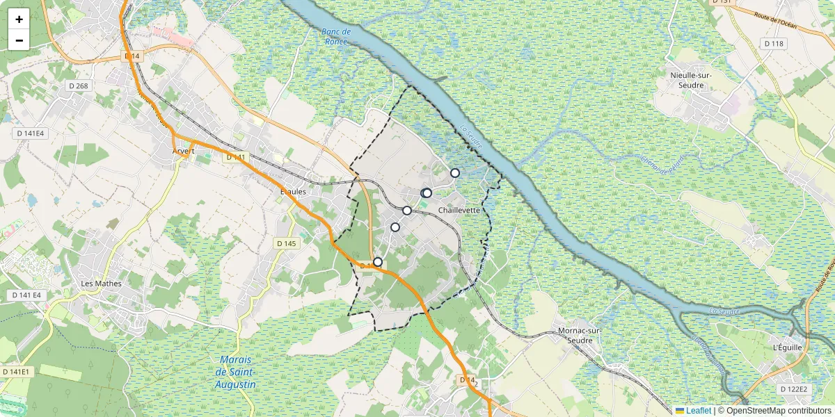 Carte du réseau de transport en commun à Chaillevette - lignes de bus et arrêts