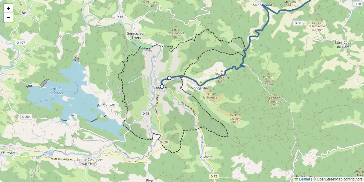 Carte du réseau de transport en commun à Chalabre - lignes de bus et arrêts