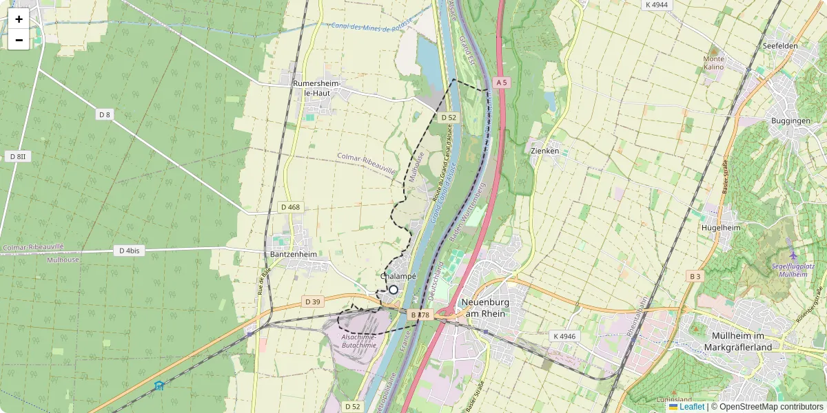 Carte du réseau de transport en commun à Chalampé - lignes de bus et arrêts