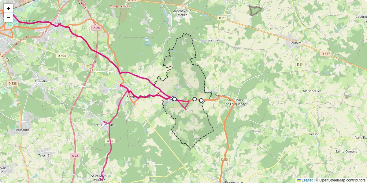 Carte du réseau de transport en commun à Challes - lignes de bus et arrêts