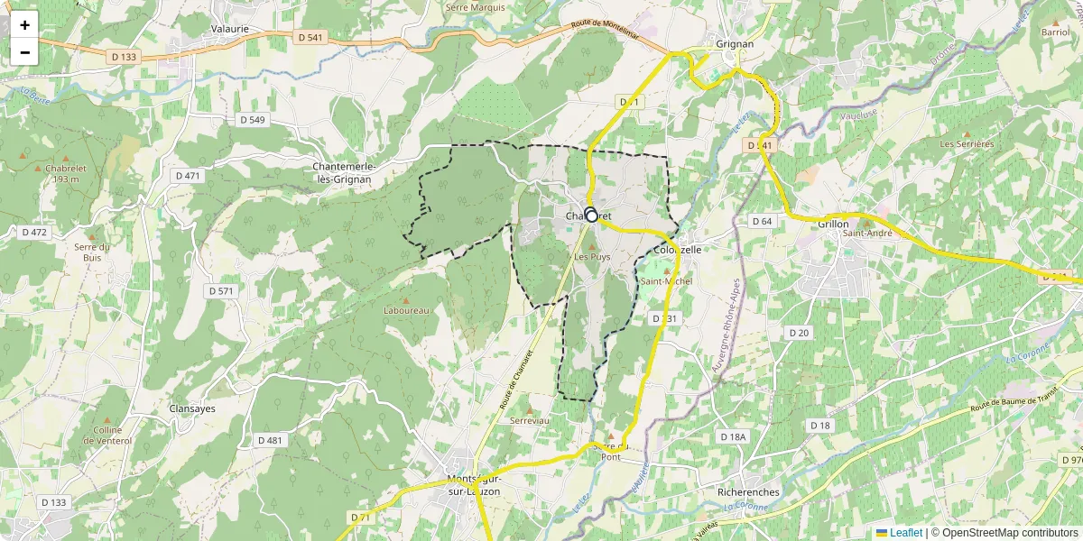 Carte du réseau de transport en commun à Chamaret - lignes de bus et arrêts