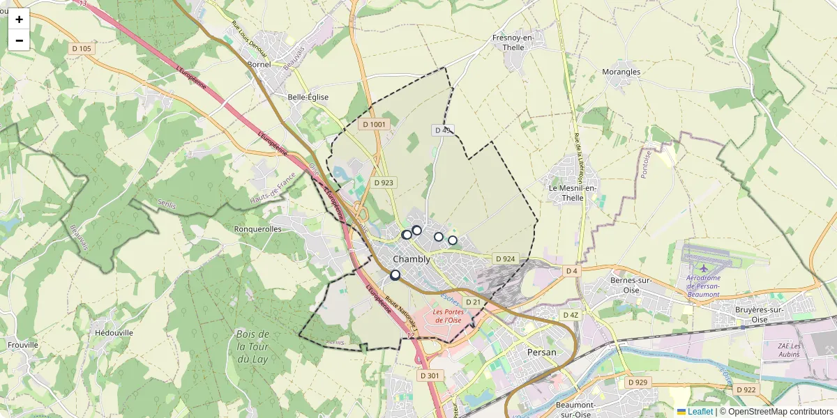 Carte du réseau de transport en commun à Chambly - lignes de bus et arrêts