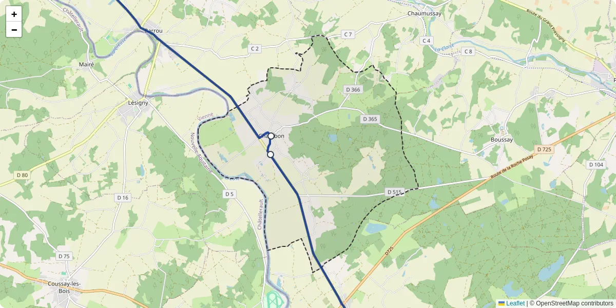 Carte du réseau de transport en commun à Chambon - lignes de bus et arrêts